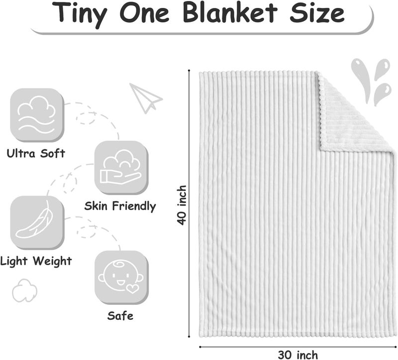 Eonkasp Soft Fleece Baby Blanket Ultra Cozy Grey Baby Blankets for Boys Warm and Lightweight Infant Toddler Newborn Receiving Gift with Reversible Stripes for Crib Stroller, 30x40 Inch, Light Grey - Image 4